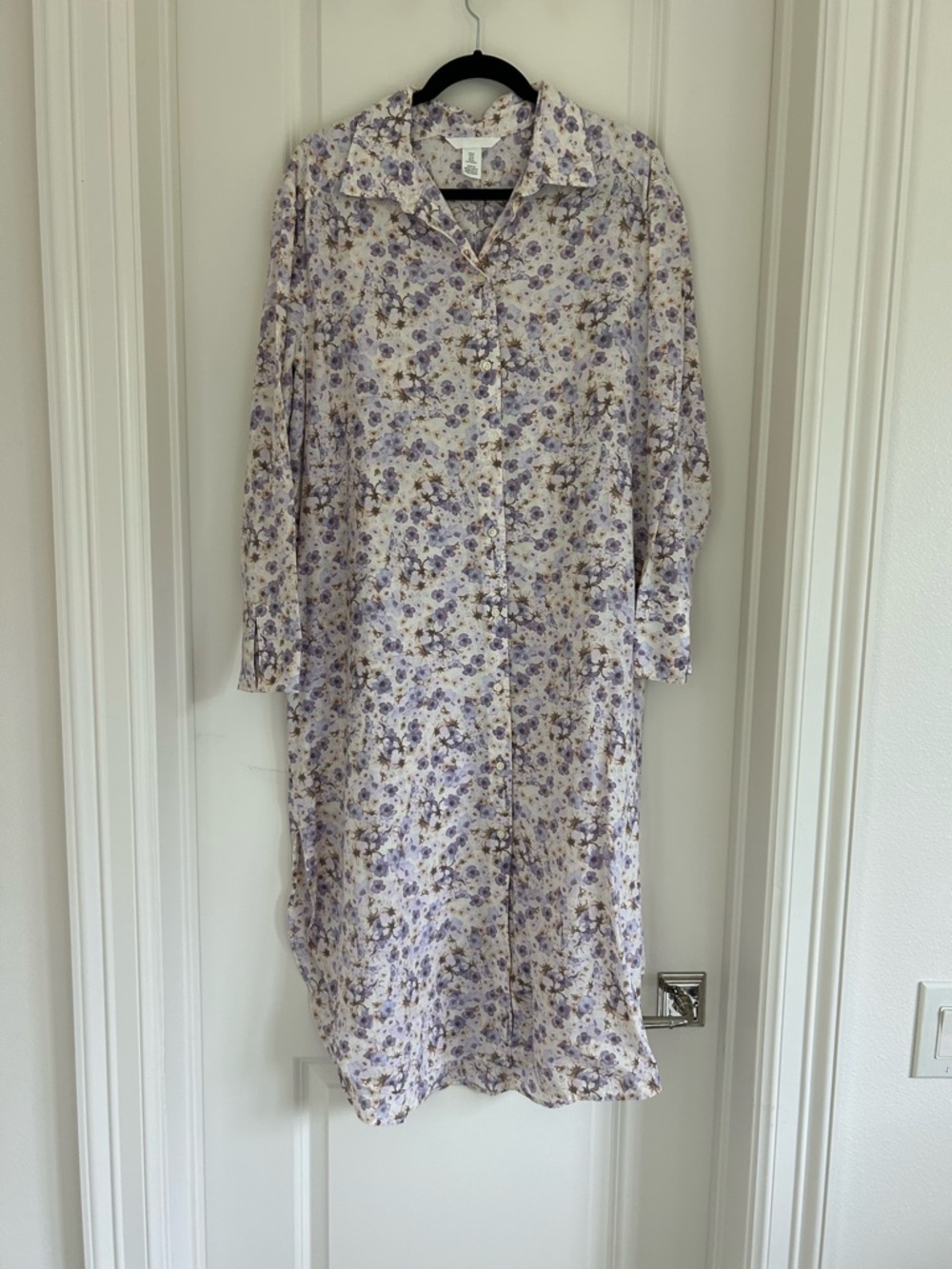 H&M Lavender Floral Button-Front Midi Dress